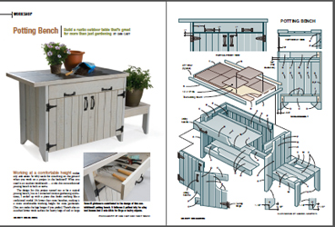 Bouwbeschrijving om zelf een werktafel van hout voor in de tuin te maken.